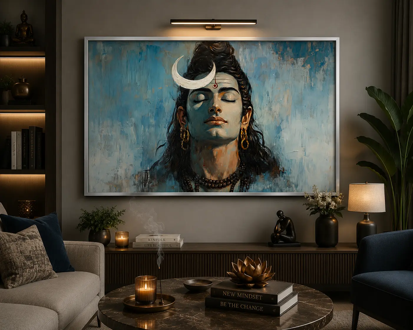 Shiva Tranquility Frame in Silver Frame – Elegant Lord Shiva Divine Wall Decor