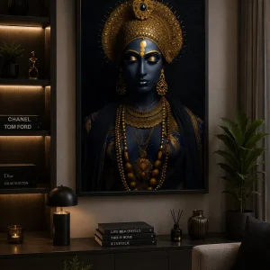 Royal Devi Aura Frame in Black Frame – Divine Goddess Durga Spiritual Wall Art