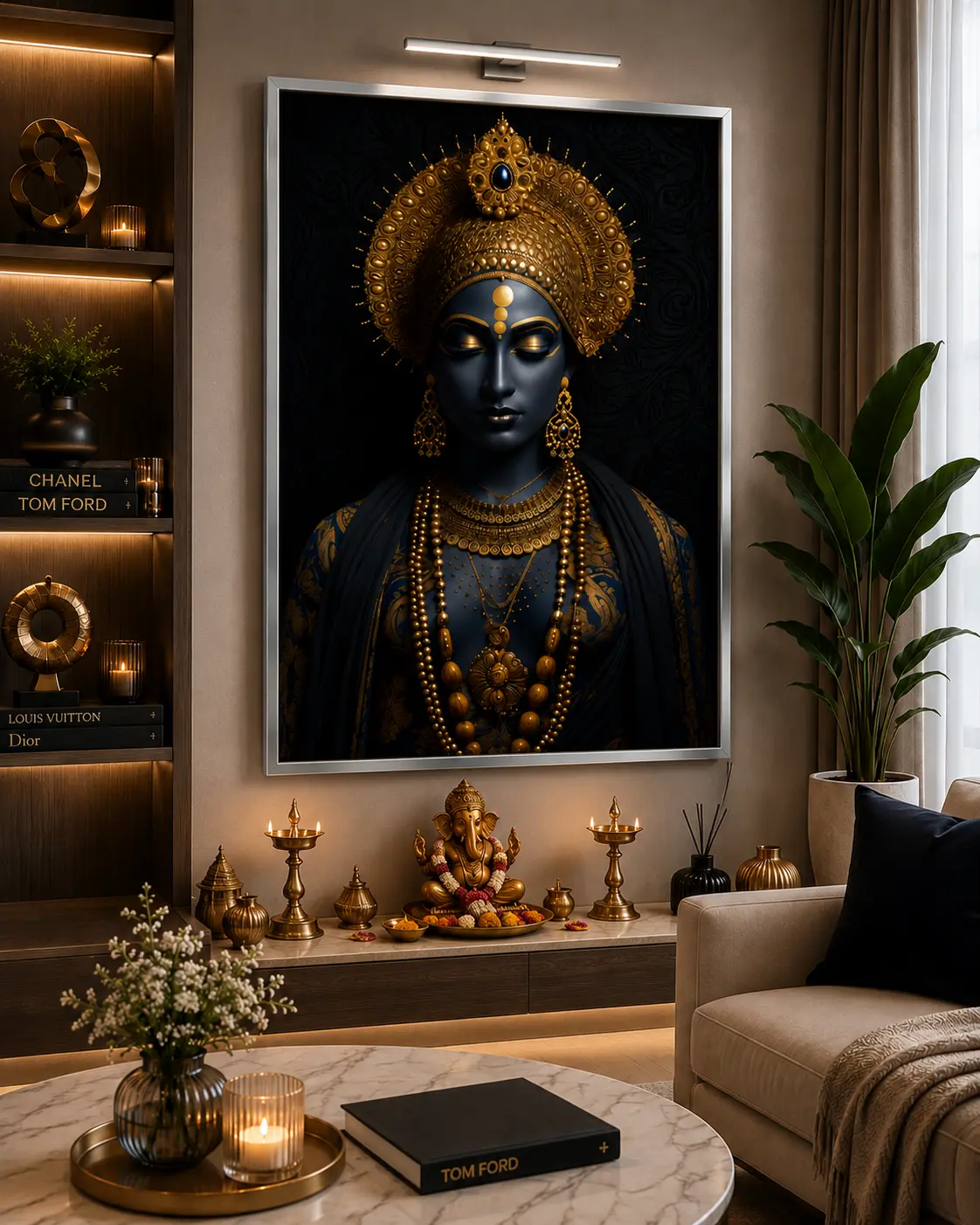 Royal Devi Aura Frame in Silver Frame – Elegant Goddess Durga Divine Wall Decor