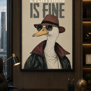 Everything Is Fine Frame in Black Frame – Positive Inspirational Quote Wall Art