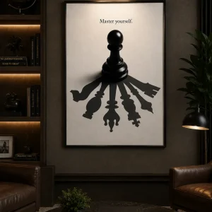 Master Yourself Frame in Black Frame – Inspirational Self-Discipline Quote Wall Art