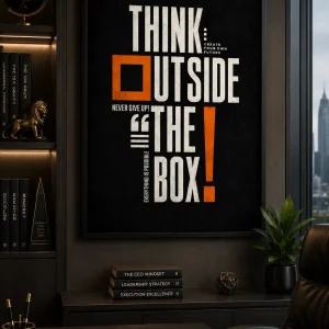 Think Outside The Box Frame in Black Frame – Inspirational Creativity Quote Wall Art