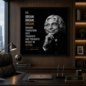 Visionary Leader Frame in Black Frame – Dr. A. P. J. Abdul Kalam Inspirational Quote Wall Art