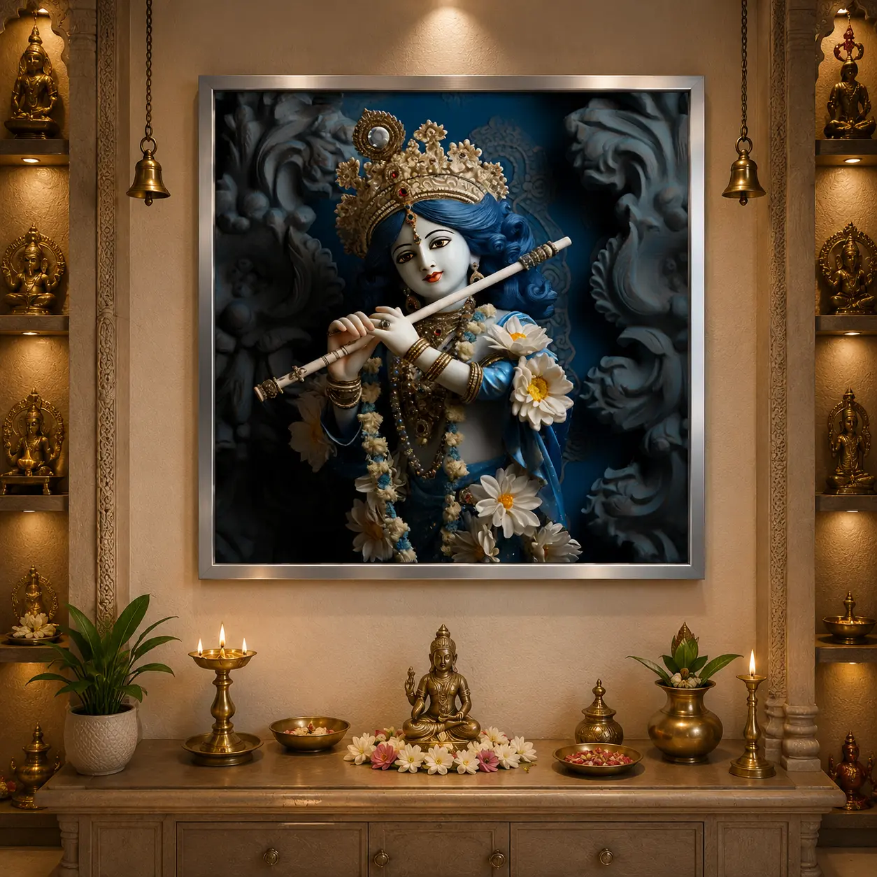 Divine Melody Frame in Silver Frame – Elegant Devotional Music-Inspired Wall Decor