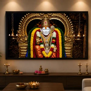 Sai Blessings Frame in Black Frame – Divine Shirdi Sai Baba Devotional Wall Art
