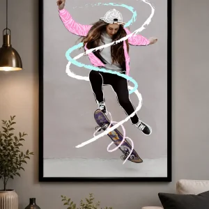 Gravity Flip Frame in Black Frame – Surreal Gravity-Defying Wall Art