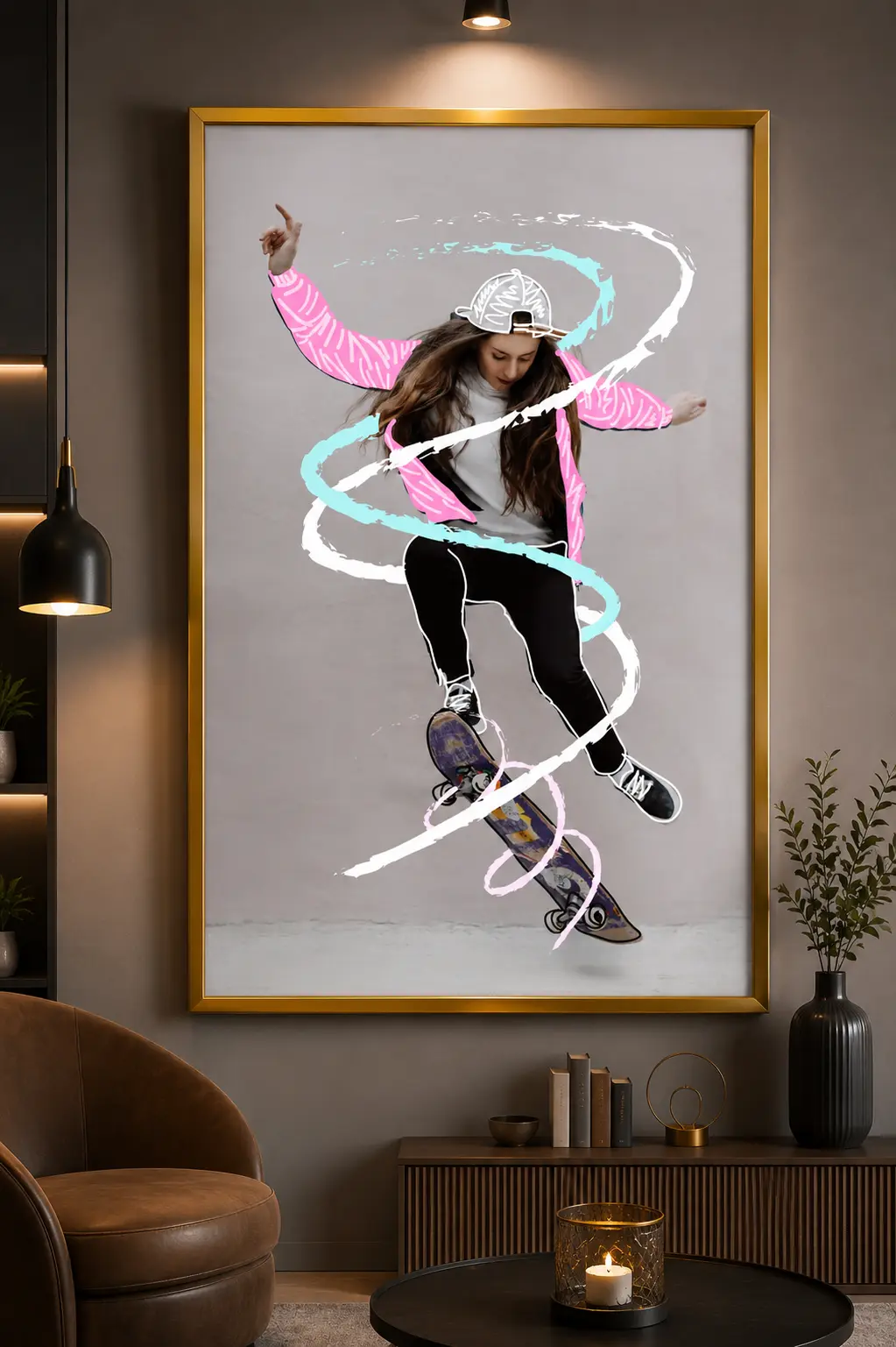 Gravity Flip Frame in Gold Frame – Modern Floating World Framed Artwork