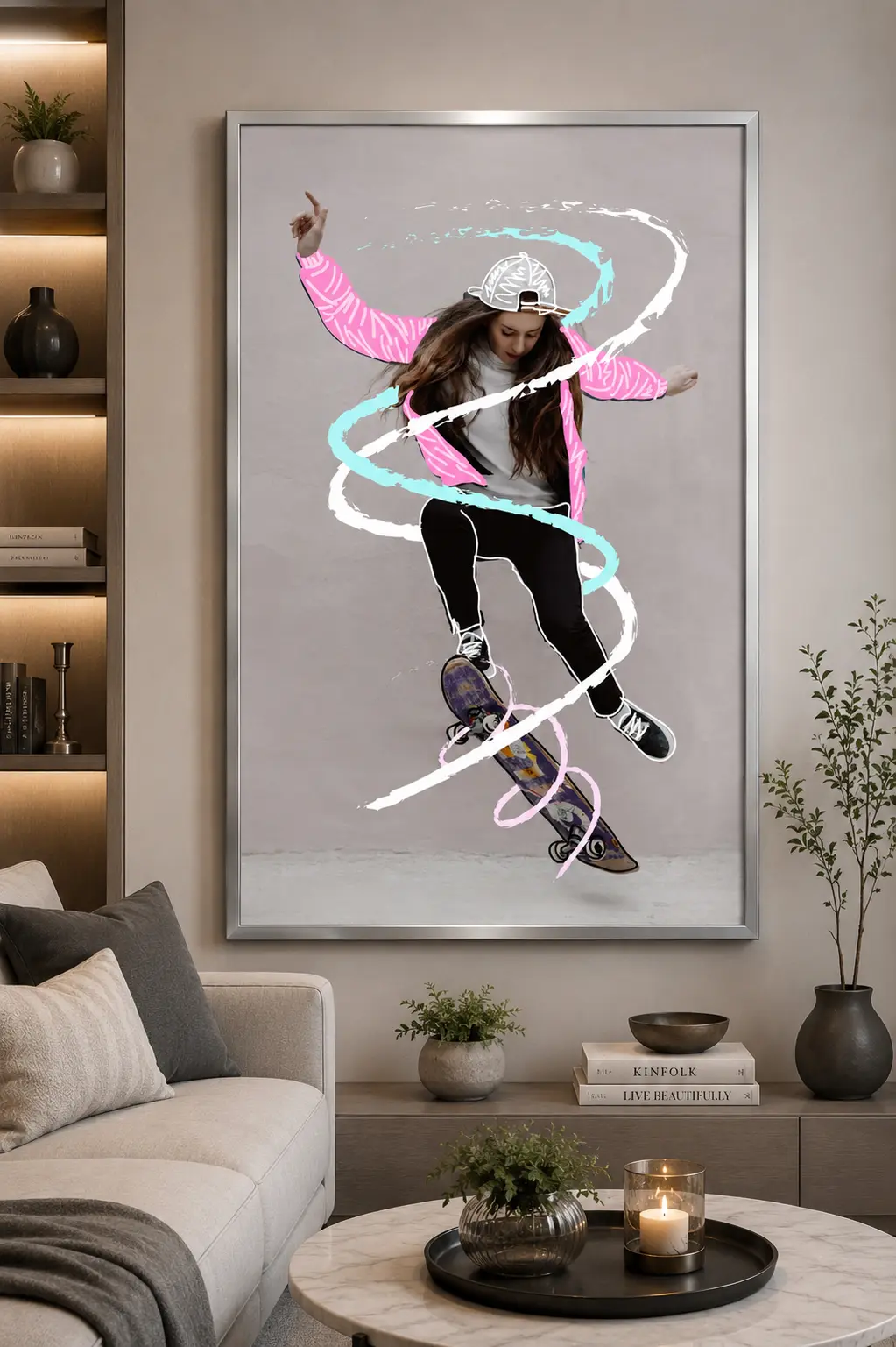 Gravity Flip Frame in Silver Frame – Abstract Gravity Illusion Wall Decor