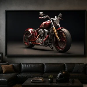 Crimson Machine Frame in Black Frame – Red Supercar Performance Wall Art