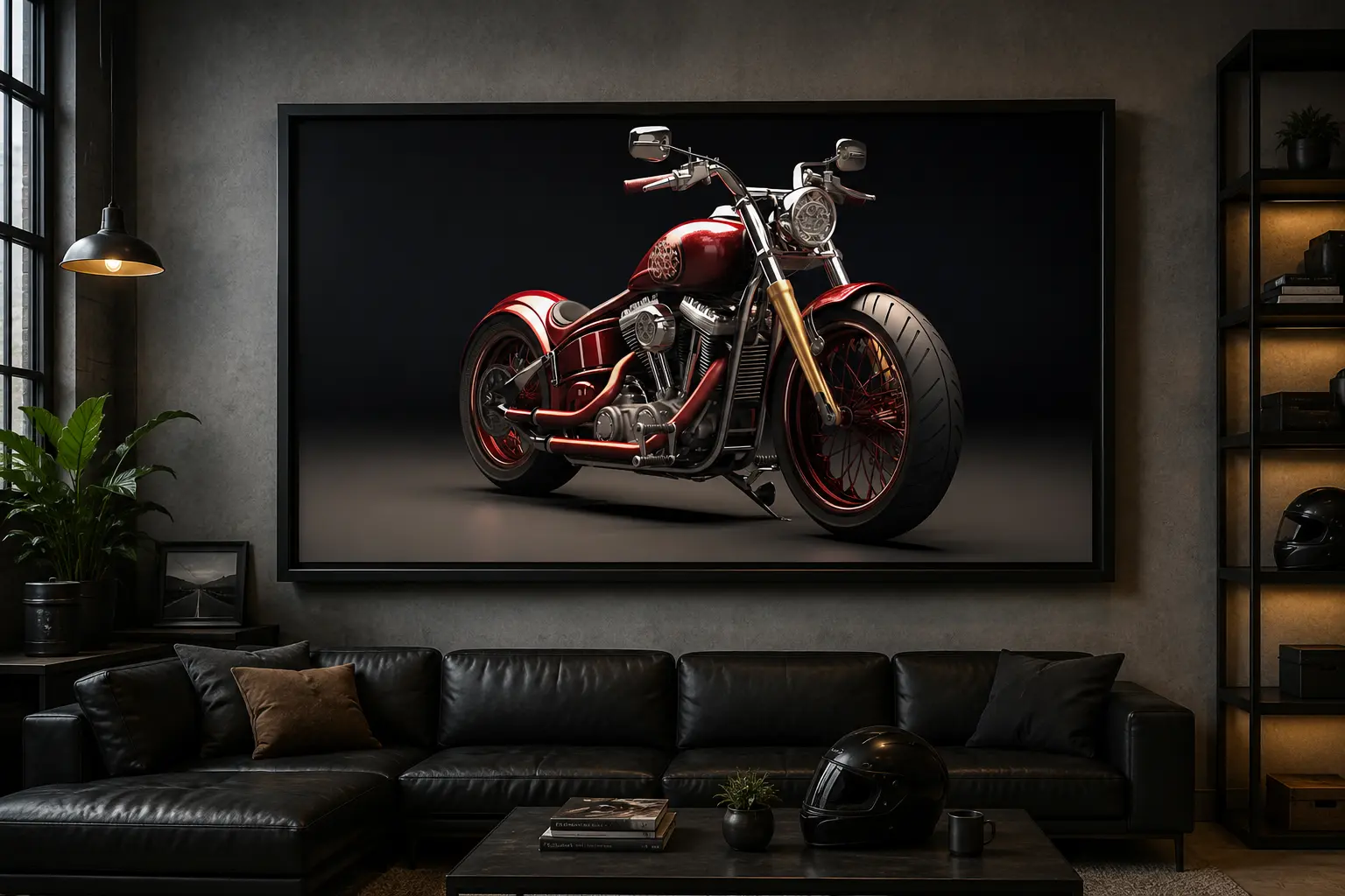 Crimson Machine Frame in Black Frame – Red Supercar Performance Wall Art