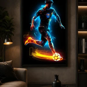 Neon Velocity Frame in Black Frame – Futuristic Neon Sports Car Wall Art
