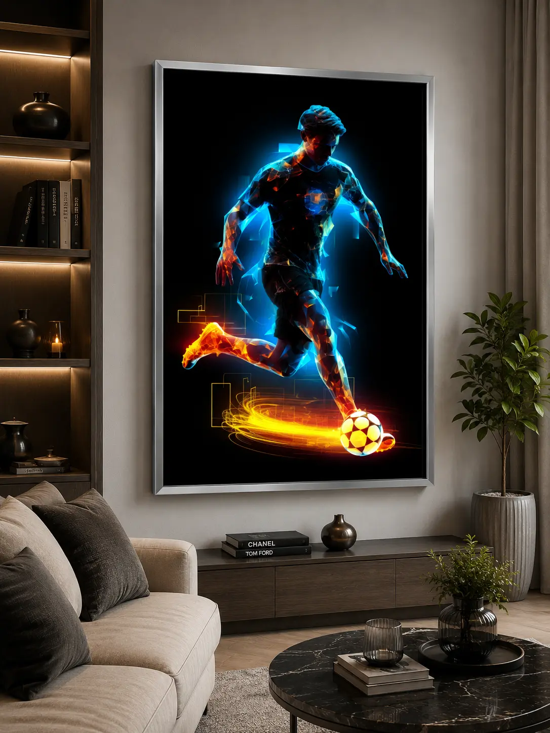 Neon Velocity Frame in Silver Frame – Neon Racing Car Modern Wall Decor