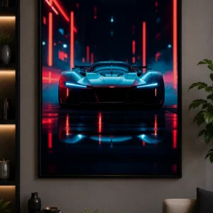 Midnight Hypercar Frame in Black Frame – Luxury Black Hypercar Wall Art