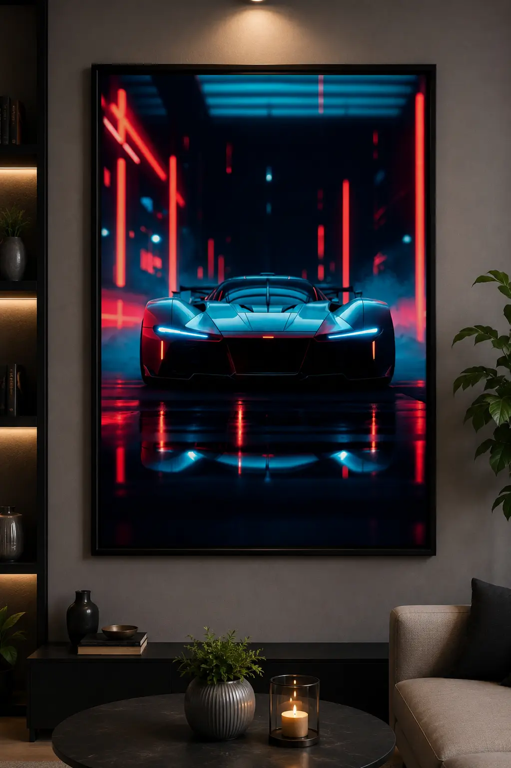 Midnight Hypercar Frame in Black Frame – Luxury Black Hypercar Wall Art