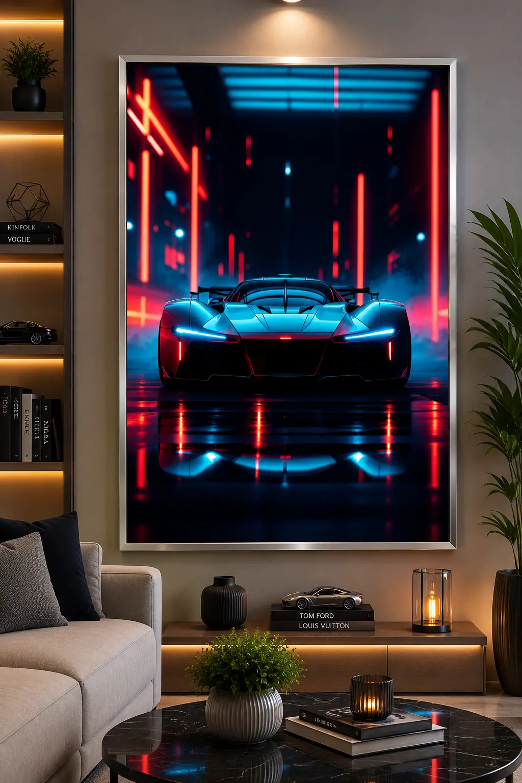 Midnight Hypercar Frame in Silver Frame – High-Performance Hypercar Wall Decor