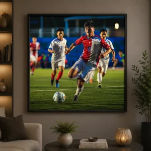Victory Run Frame in Black Frame – Dynamic Athlete Sprint Wall Art