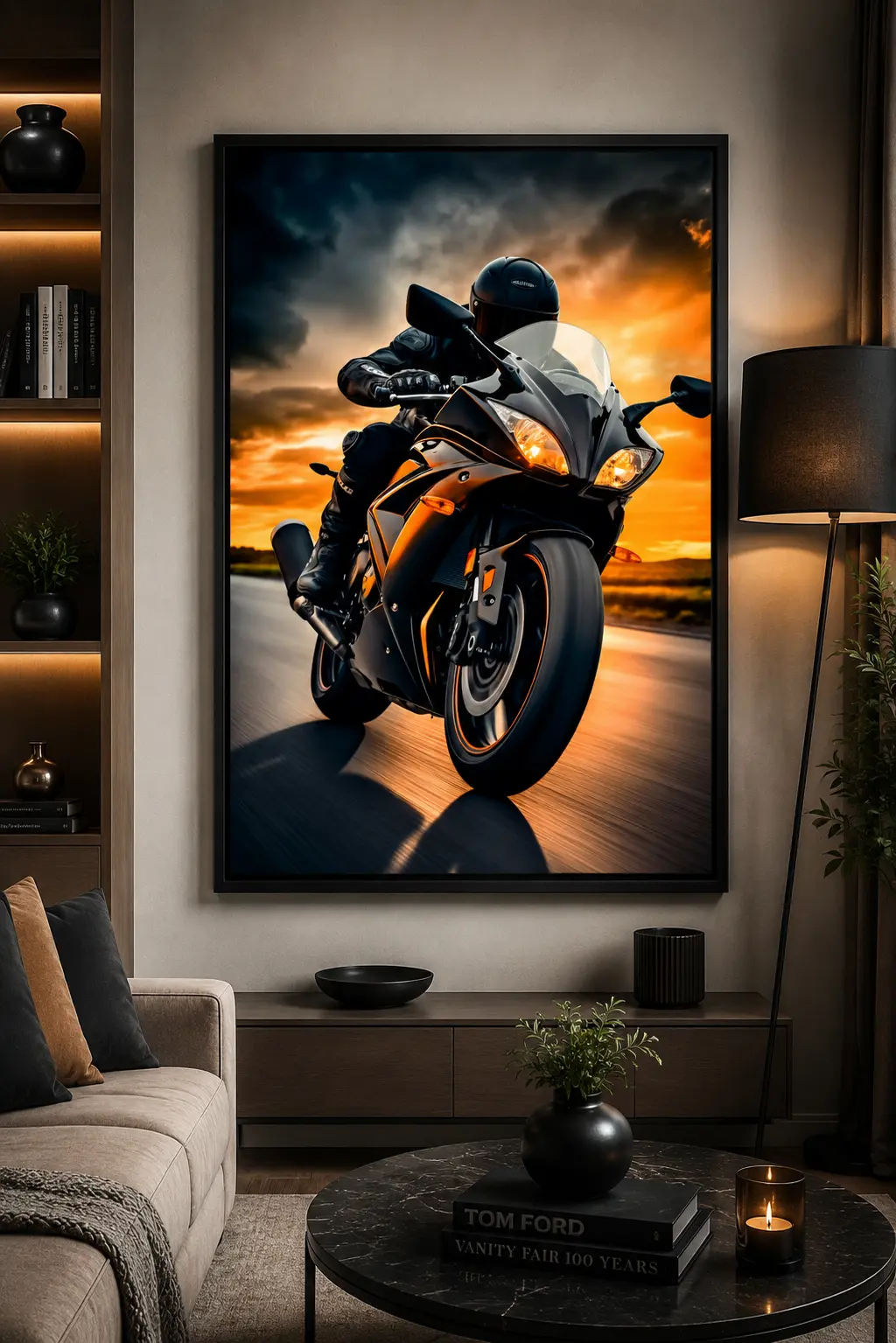 Sunset Apex Frame in Black Frame – Supercar at Sunset Wall Art