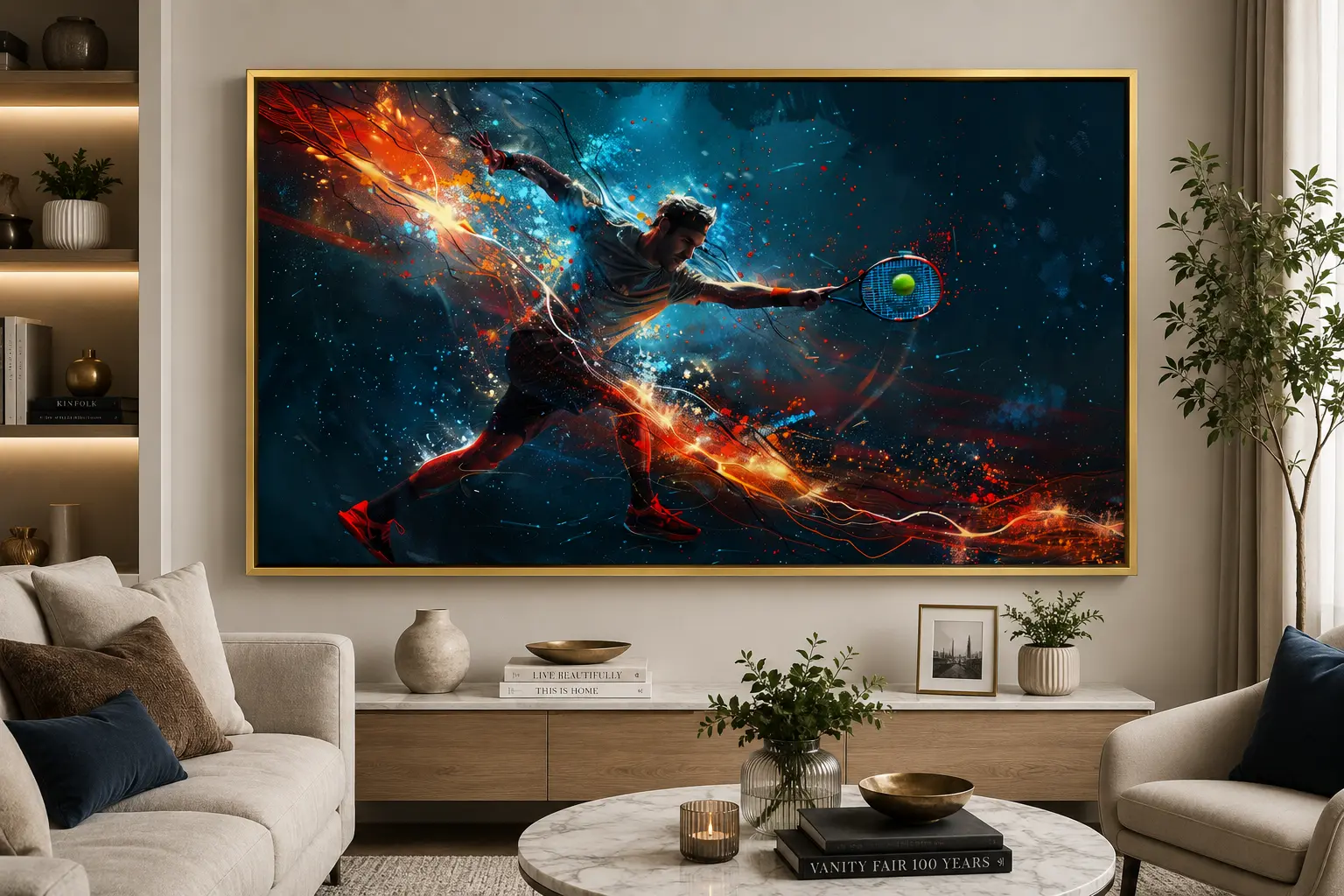 Cosmic Rally Frame in Gold Frame – High-Speed Rally Racing Framed Artwork
