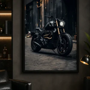 Shadow Rider Frame in Black Frame – Black Sports Motorcycle Wall Art
