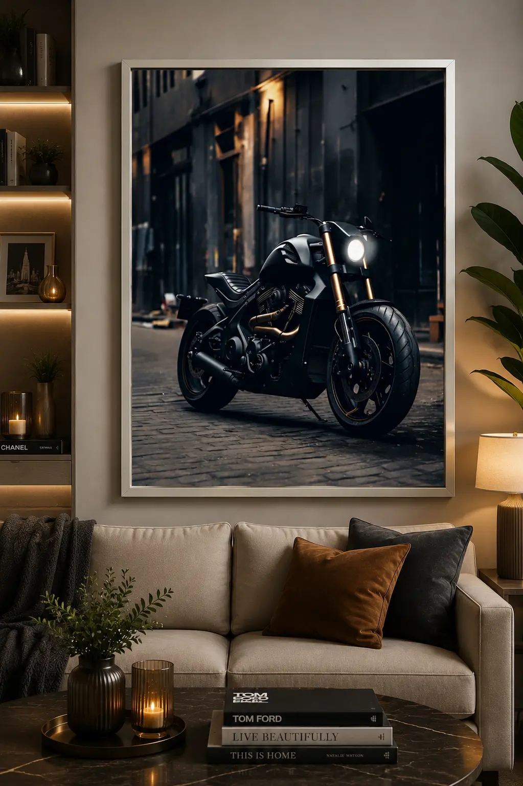 Shadow Rider Frame in Silver Frame – High-Performance Motorcycle Wall Decor