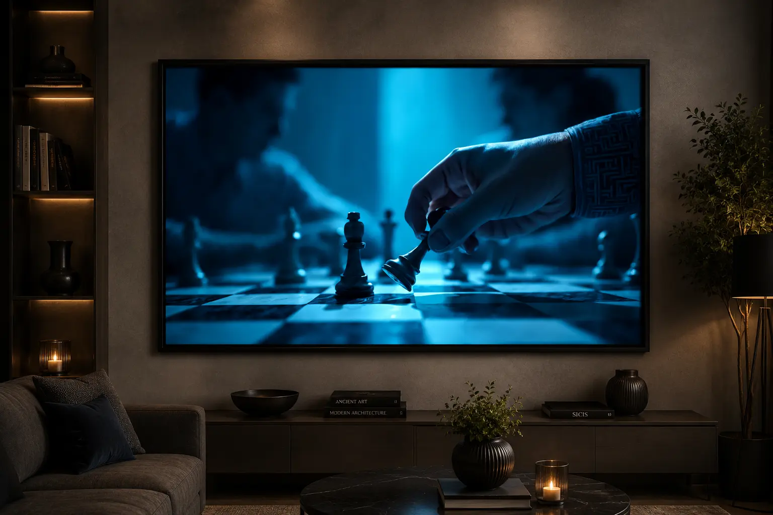 Grandmaster Vision Frame in Black Frame – Strategic Chess Master Wall Art