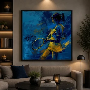 Sapphire Serve Frame in Black Frame – Professional Tennis Serve Sports Wall Art