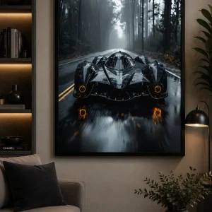 Phantom Velocity Frame in Black Frame – Sleek Hypercar Speed Wall Art