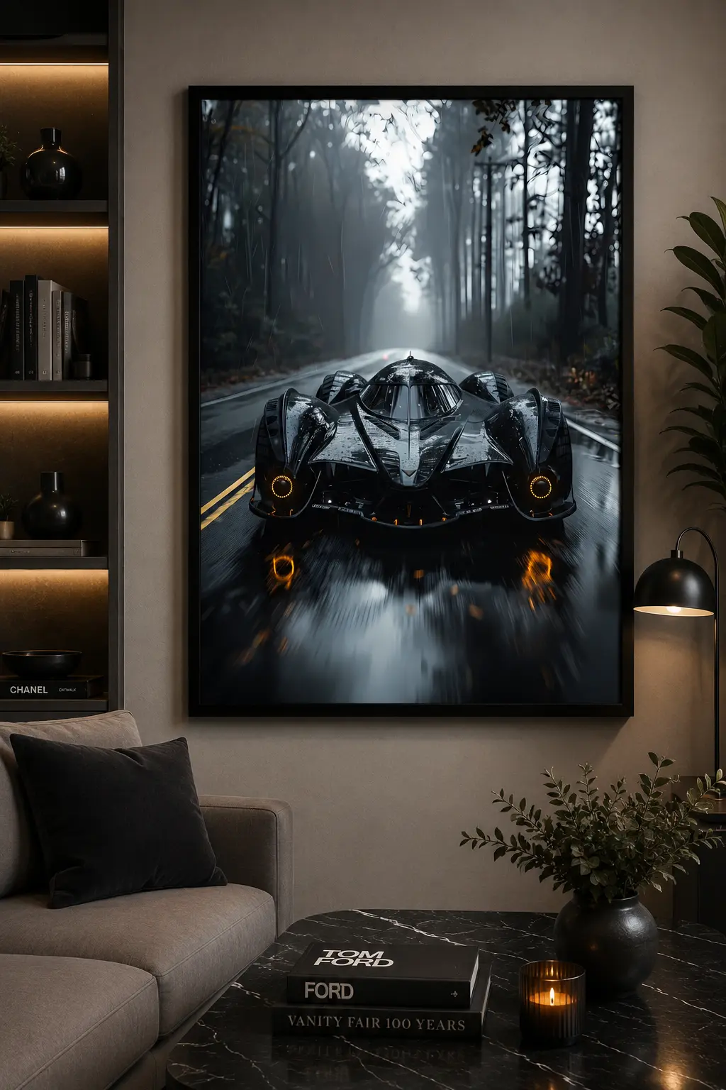 Phantom Velocity Frame in Black Frame – Sleek Hypercar Speed Wall Art