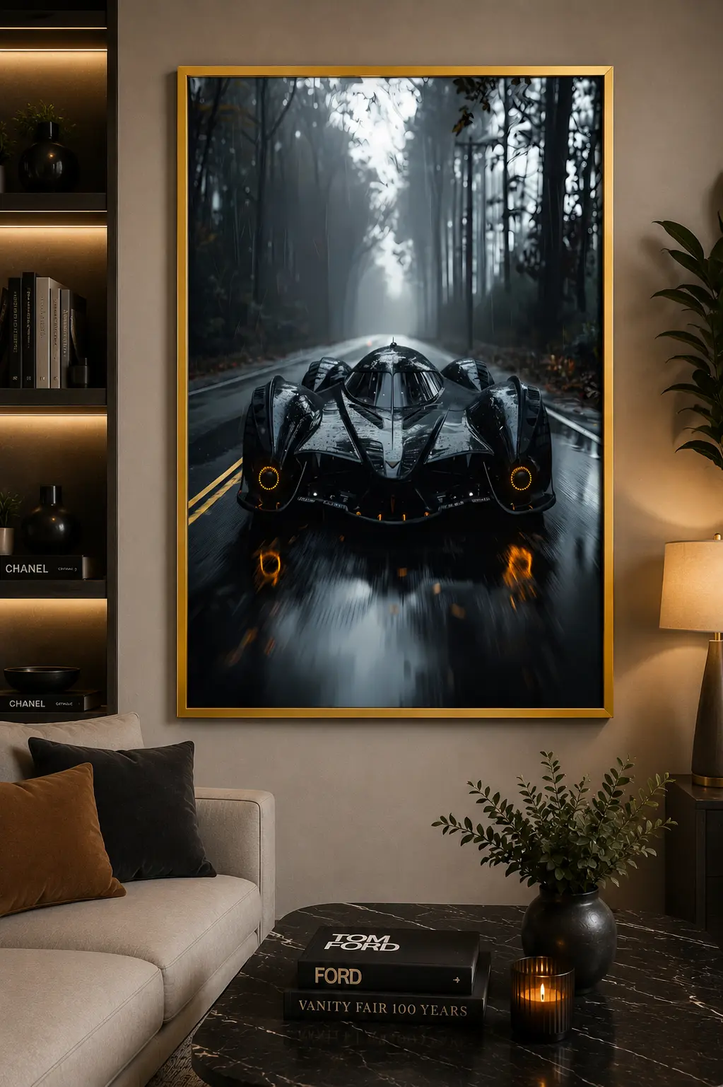 Phantom Velocity Frame in Gold Frame – Luxury Hypercar Performance Framed Artwork