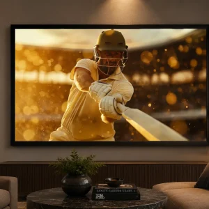 Golden Boundary Frame in Black Frame – Cricket Boundary Shot Sports Wall Art