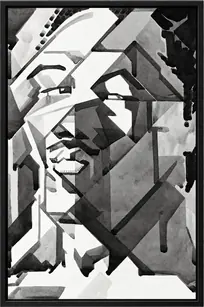 Monochrome cubist portrait