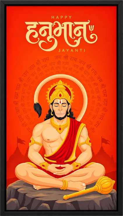 Meditating Hanuman Jayanti devotional poster